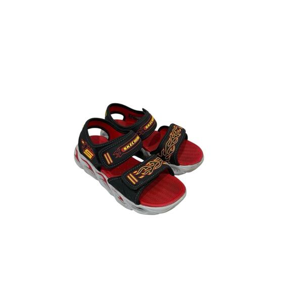 Skechers Thermo Splash Black Red Light Up Flame Sporty Sandals Boys Youth 2 - Picture 1 of 7